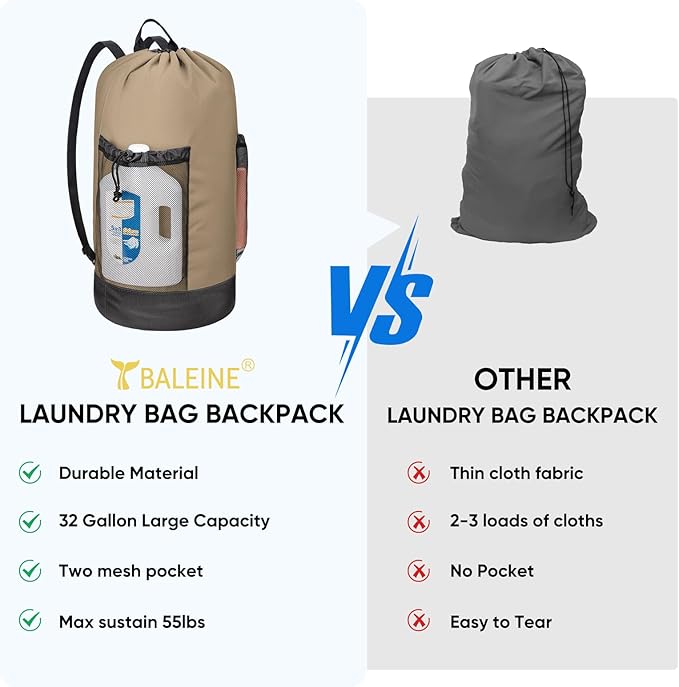 BALEINE 150L Laundry Bag Backpack, 900D Oxford Fabric Large Travel Laundry Bags - Image 5