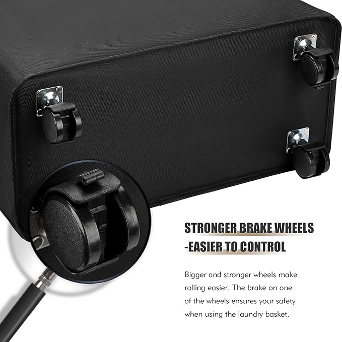 DOKEHOM 25-Inches Slim Laundry Basket on Wheels, Collapsible Rolling Laundry - Image 5