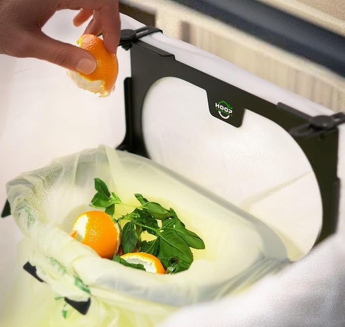 Hoop Metal Compost Bag Holder + 25 Compost Bags 3 Gallon, Clips to Kitchen - Image 2