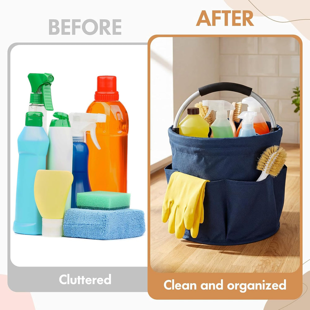 LemonRoad 4 Pack Cleaning Caddy with Handle 17L Foldable Cleaning Supplies Or...