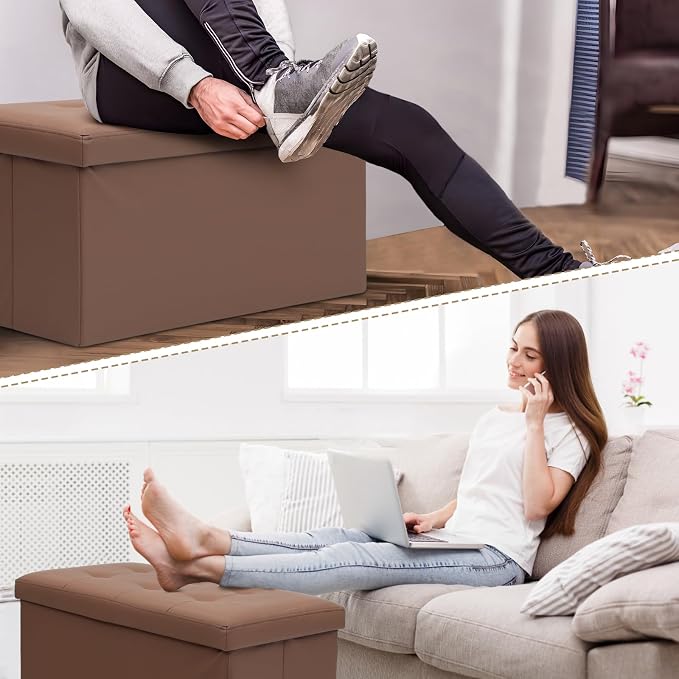 Athena Collection 30" Storage Ottoman Bench Folding Bench - Image 7