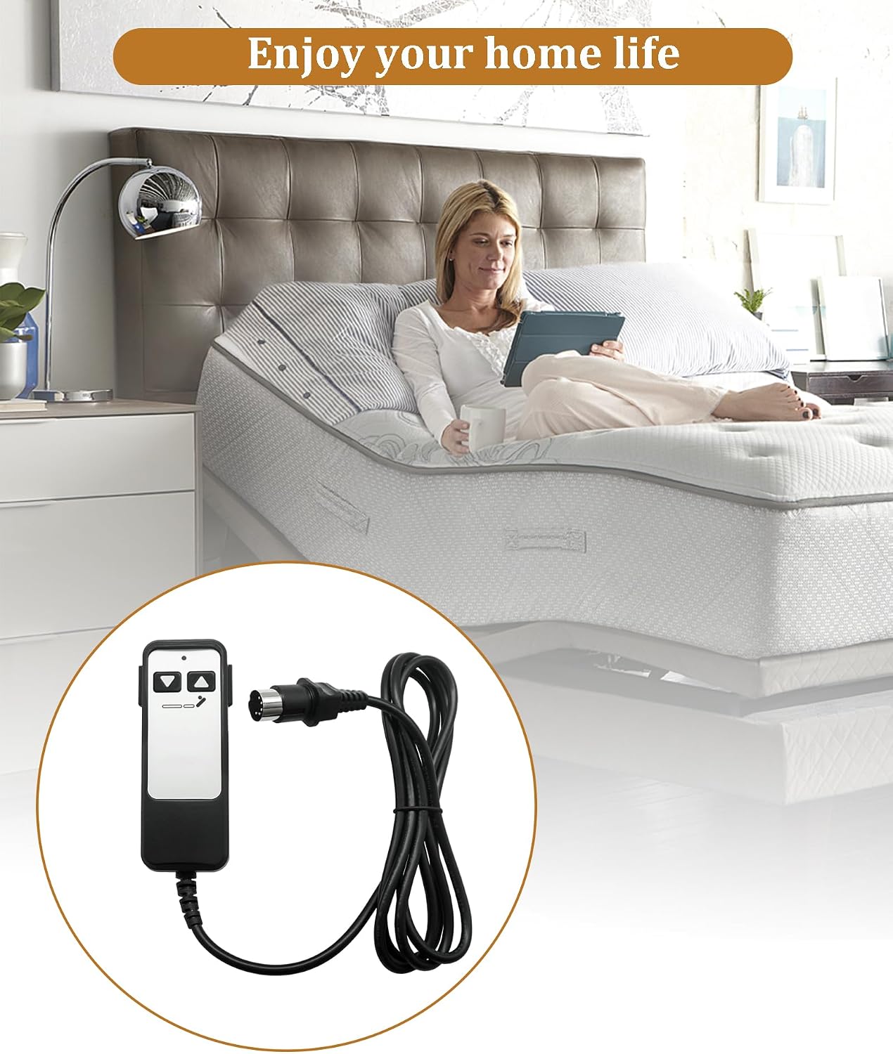 ‌5-Pin Adjustable Beds Wired Remote Control Fits for Matt,Firm 50 Series, Leggett & Platt Bas-X CF, and Richmat HJH5 Models‌