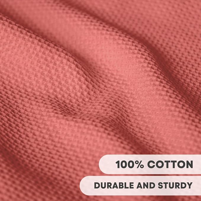Artoid Mode 100% Cotton Red Waffle Weave Kitchen Dish Cloths, 13x28 Inch Ultra - Image 2