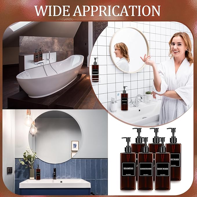 Tanlade 6 Pcs Shampoo and Conditioner Dispenser Bottles 16oz Modern Shower Soap - Image 6