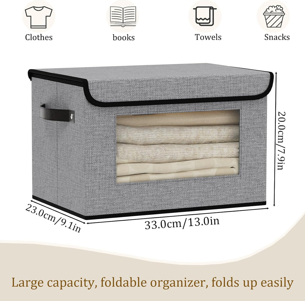 Gray Storage Baskets with Lid,Closet Bin,13x9.1x7.9In,5Pack