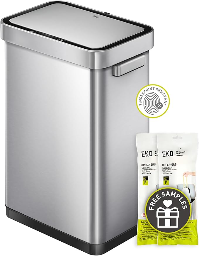 EKO Deluxe Mirage-T 50 Liter / 13.2 Gallon Touchless Rectangular Motion Sensor by EKO