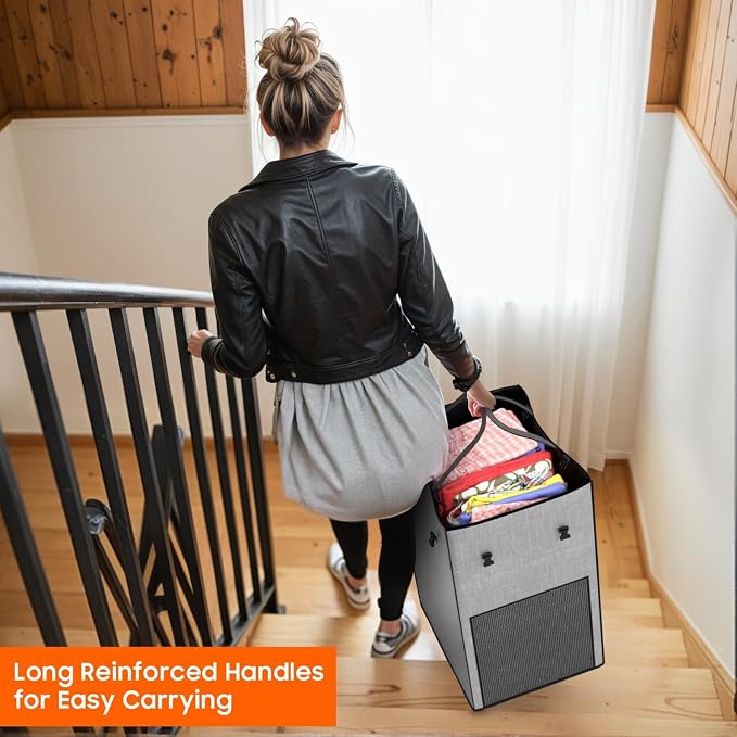 150L Laundry Hamper with Wheels, Rolling Laundry Basket with Metal Frame and - Image 7