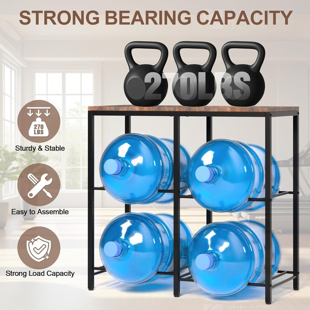 Klvied 2-Tier Water Jug Rack, 5 Gal, Wood Top