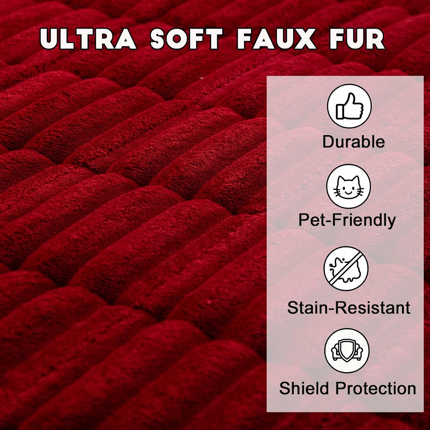 Pet Couch Cover for Dogs Washable, Pet Friendly & Anti-Slip Soft Fuzzy Couch Protector Sofa Pad Blanket Dog Mat Sectionals Slipcover 3 Cushion for Bed Floor Carpet Car Seat (Red, 27"x59")