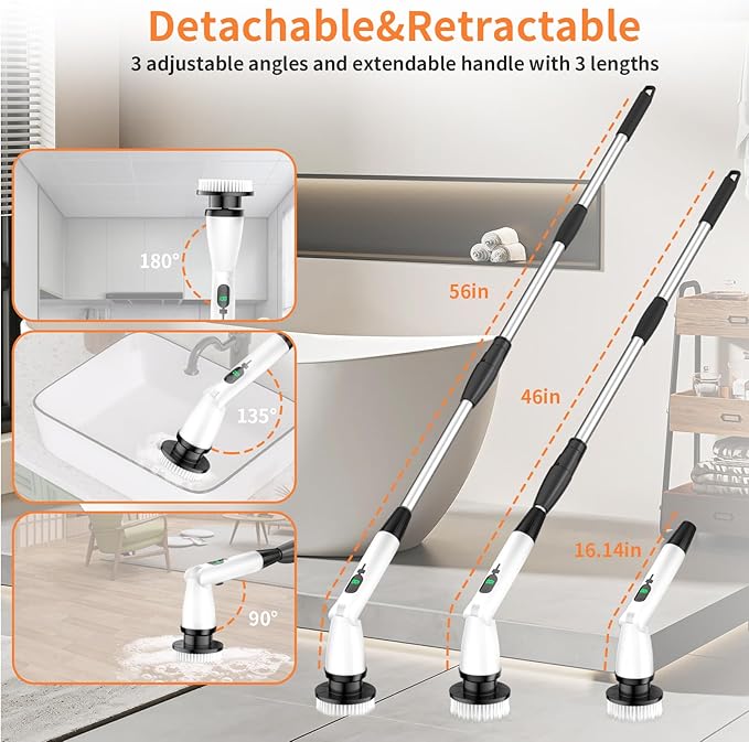 11 in 1 Electric Spin Scrubber Cordless Cleaning Brush 3 Adjustable Angles 2 - Image 2