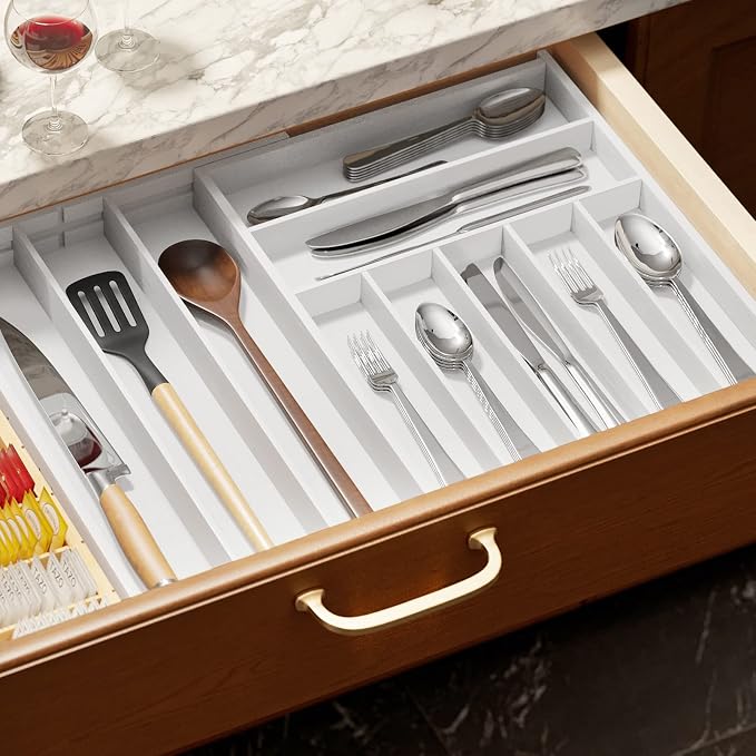 SpaceAid Bamboo Silverware Drawer Organizer - Image 6