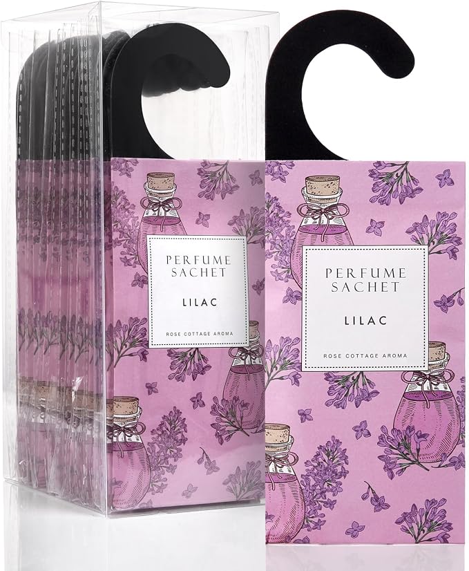 ROSE COTTAGE Large 12 Packs Lilac Hanging Closet Air Freshener Scented Sachets by ROSECOTTAGE