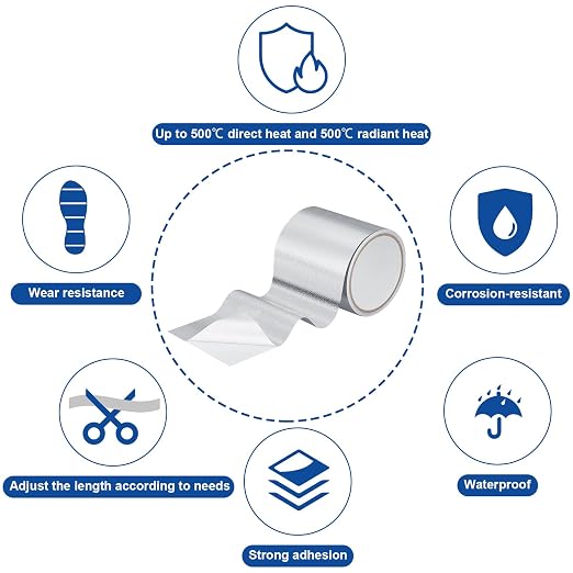 Zonon 2 Rolls Aluminum Foil Tape Heat Shield Tape Barrier Adhesive Reflective - Image 3