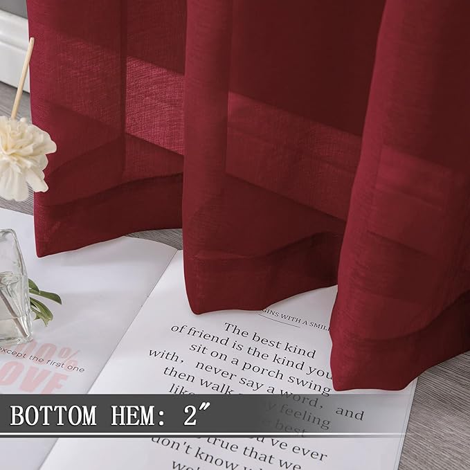 Tollpiz Short Sheer Curtain Linen Textured Living Room Curtains Sheer Light - Image 4