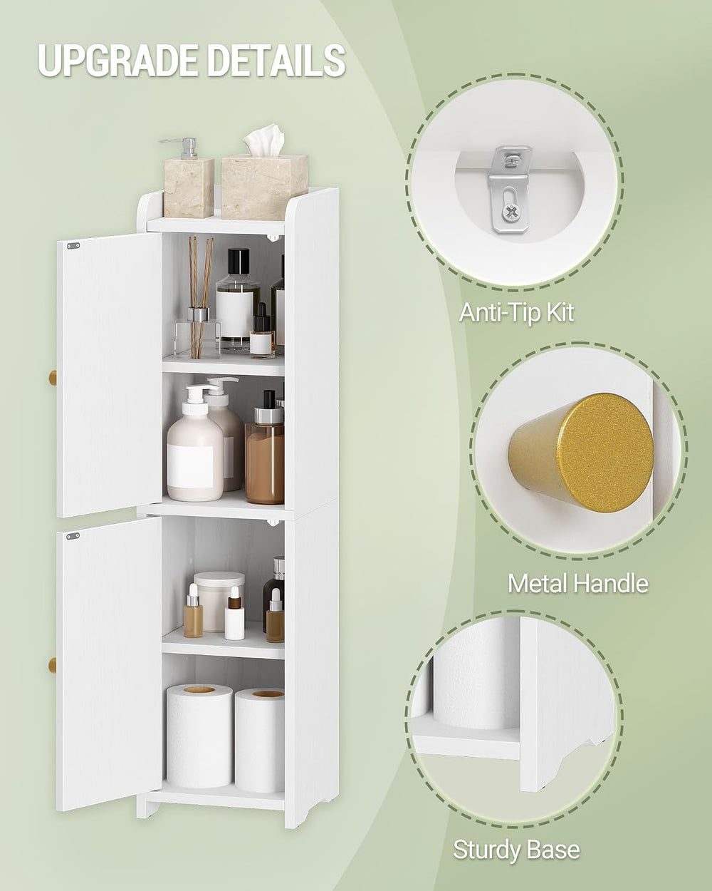 Hzuaneri Bathroom Storage Cabinet, Small Corner Floor Cabinet with 2 Doors