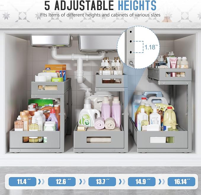 1 Pack 19IN Depth Under Sink Storage Organizer, Large 2-Tier Elegant Mesh Pull - Image 4