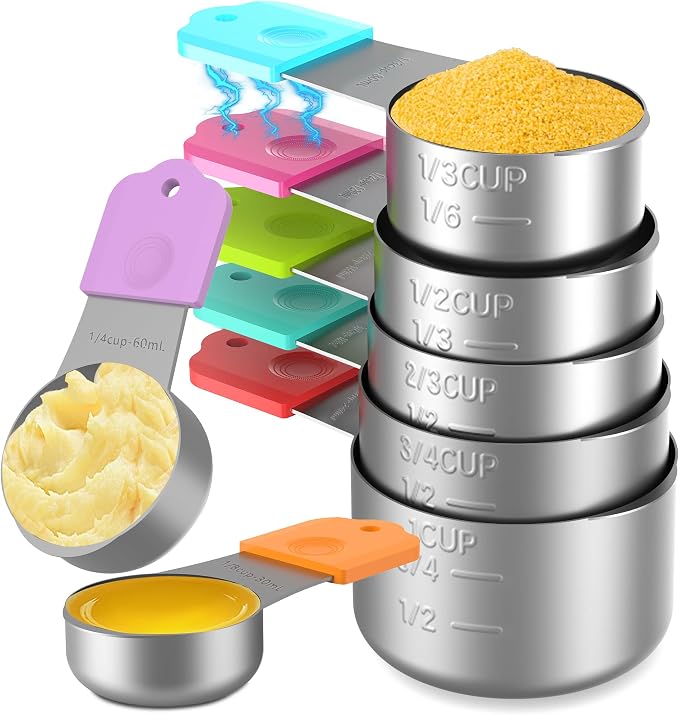 Magnetic Measuring Cups, 7 Stainless Steel Nesting Measuring Cup Set by Minteem-MeasuringCups