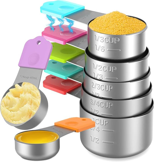 Magnetic Measuring Cups, 7 Stainless Steel Nesting Measuring Cup Set by Minteem-MeasuringCups