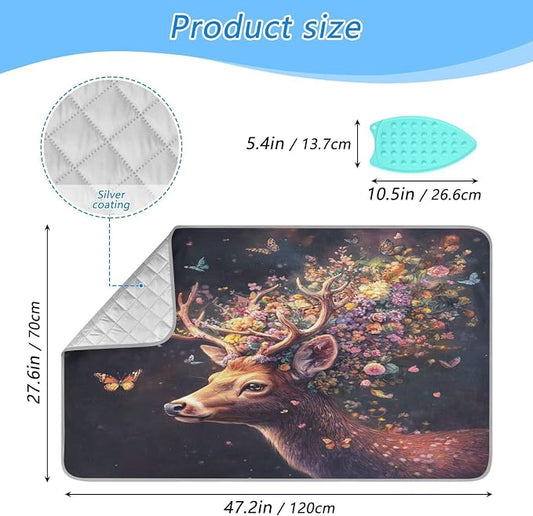 Deer with Butterfly Floral Ironing Mat Thickened Ironing Blanket Travel - Image 2