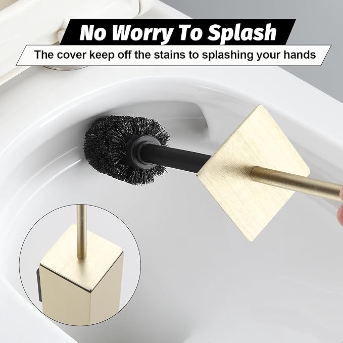 BGL Toilet Brush and Holder Set Brushed Gold Wall Mounted - Image 6