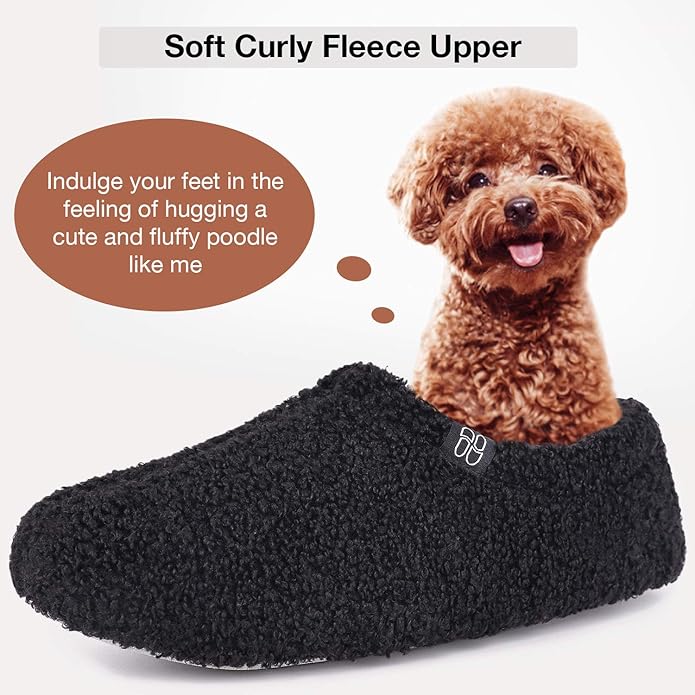 HomeTop Women's Fuzzy Curly Fur Memory Foam Loafer Slippers - Image 3