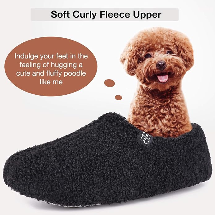 HomeTop Women's Fuzzy Curly Fur Memory Foam Loafer Slippers - Image 3