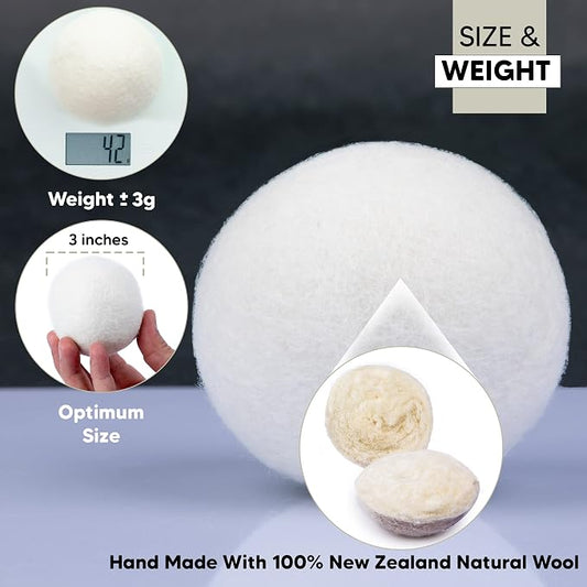 RAYTRADE Wool Dryer Balls 6-Pack 100% Made of Organic New Zealand Wool Reduces - Image 2