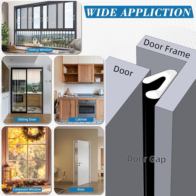 V-Shaped Weather Stripping Door Seal, 33FT Draft Stopper - Image 2