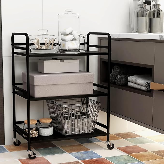 HDANI 3 Tier Metal Utility Multipurpose Rolling Cart, Large Capacity Heavy Duty - Image 4
