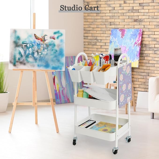 danpinera 3-Tier Rolling Cart, Metal Rolling Storage Cart - Image 4