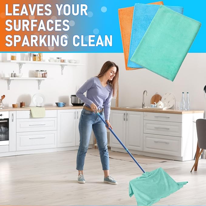 Newwiee 3 Pcs Extra Large Microfiber Cleaning Cloth 30" x 20" Washable Reusable - Image 3