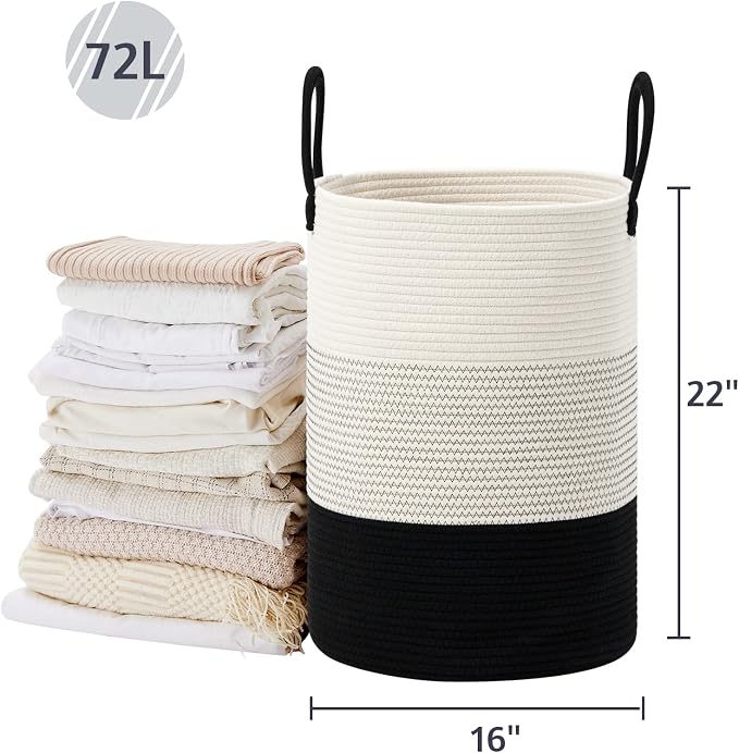 VIPOSCO Large Laundry Hamper, Tall Woven Rope Storage Basket - Image 5