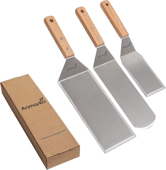 Metal Spatula Set Stainless Steel Hamburger Turner Griddle Flipper Scraper - Image 3
