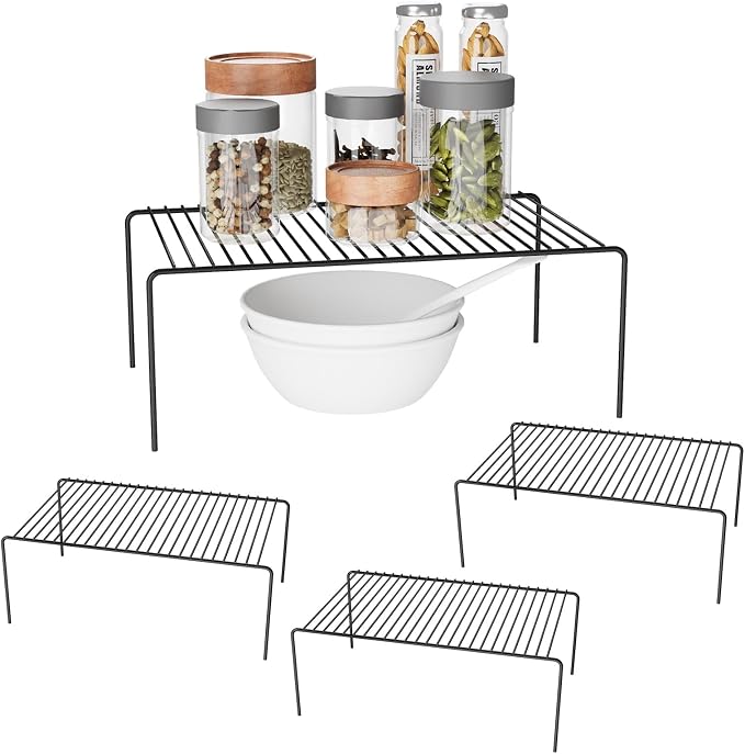 MediumBlack Cabinet Storage Shelf Rack Set of 4, Rustproof Metal Wire Kitchen by DPZM