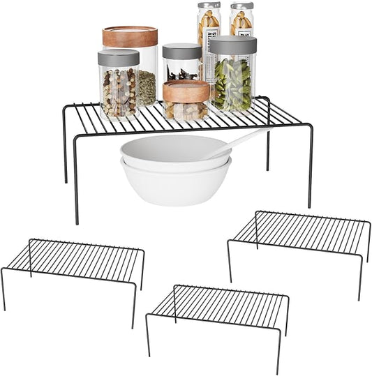 MediumBlack Cabinet Storage Shelf Rack Set of 4, Rustproof Metal Wire Kitchen by DPZM