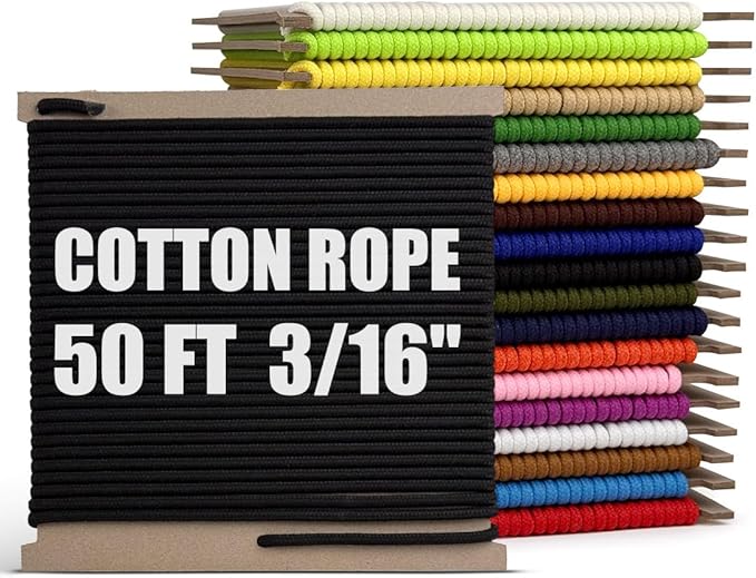 PerkHomy 500lb Cotton Rope 3/16" 50 ft Multi Purpose Utility Diamond Braided by PerkHomy