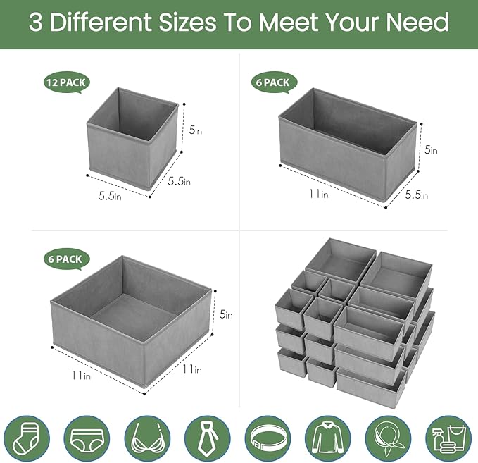 Criusia Drawer Organizer Clothes, 24 Pack Underwear Drawer Organizers, Foldable - Image 4