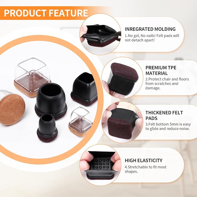 Ezprotekt 24 Pcs Square Chair Leg Floor Protectors - Image 4