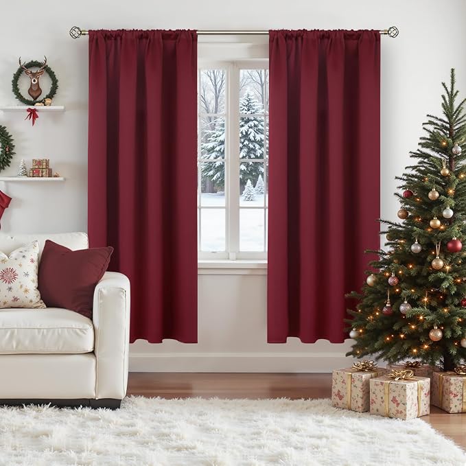BGment Burgundy Blackout Curtains 72 Inch Length 2 Panels - Image 4