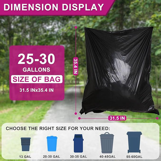 25-30 Gallon Trash Bags Black 120 Count - Image 2