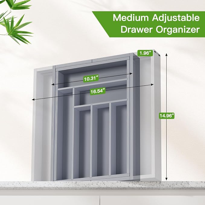 Pipishell Bamboo Expandable Drawer Organizer - Image 2