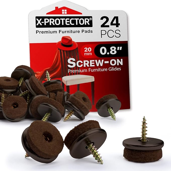Screw-On Felt Furniture Pads X-Protector 24 PCS by X-Protector