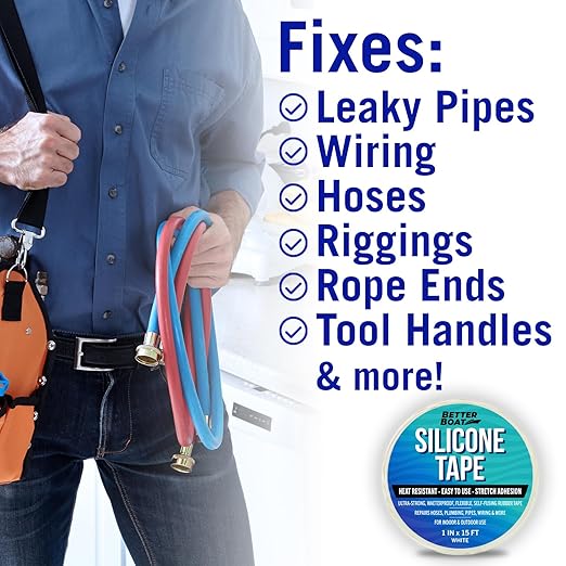 White Heavy Duty Silicone Tape, Self-Fusing Rubber Hose and Plumbing Water Pipe - Image 5