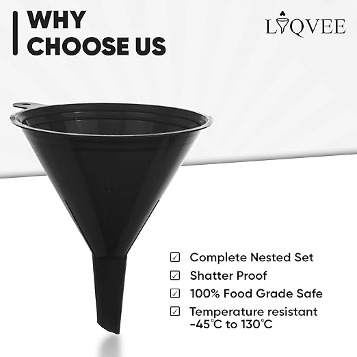 Funnels for Kitchen Use – Black Set in 4 Sizes | Durable, Non-Toxic Food Grade - Image 6