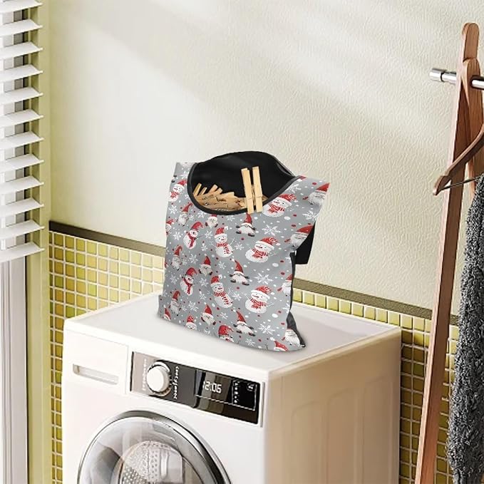 Cute Snowman Large Capacity 14.5 x 12 Inch Clothespin Bag - Image 3