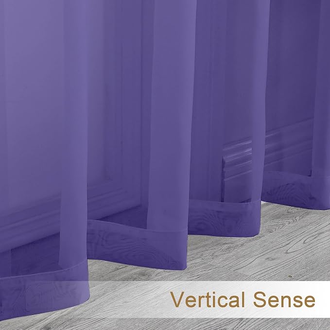 Chyhomenyc Purple Sheer Curtains 96 inches Long 2 Panels, Light Filtering Soft - Image 5