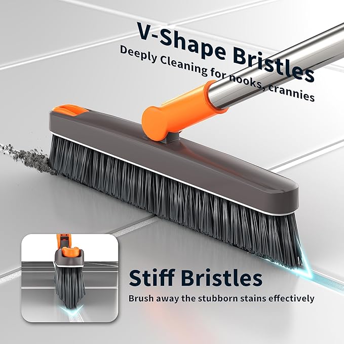 AIR U+ Grout Brush with Long Handle 180° Swivel Scrub Brush with Tweezers to - Image 3