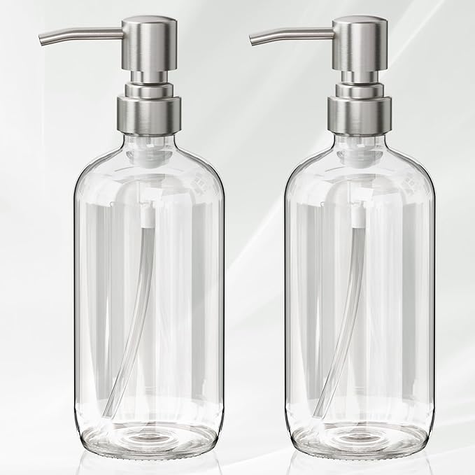 AmazerBath Soap Dispenser, 2 Pack Glass Soap Dispenser by AmazerBath