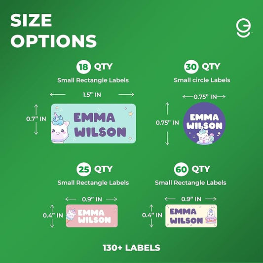 Personalized Name Tag Stickers for Kids | Unicorn Waterproof Labels for School - Image 2