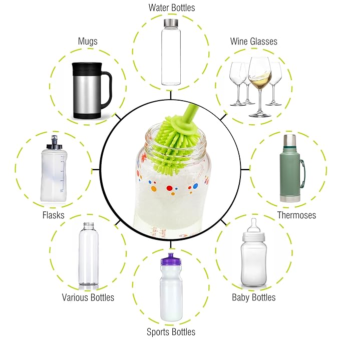 A-Brush Silicone Bottle Cleaner Brush, Long Handle - Image 3